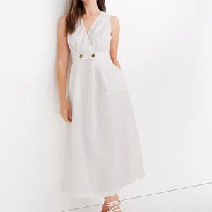 NWT Madewell Button-Waist Wrap Midi Dress Linen XXS 00 Petite